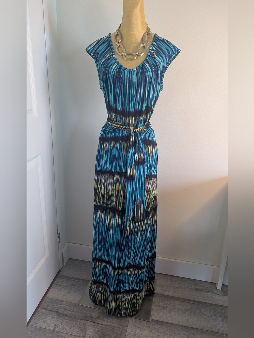 Jones New York Blue Abstract Print Maxi Dress Size 4
